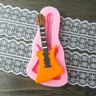 Sher Guitar Fondant Cake Chocolate Resin Clay Candy Silicone Mold,L10.6mW5.3cmH0.9cm N3