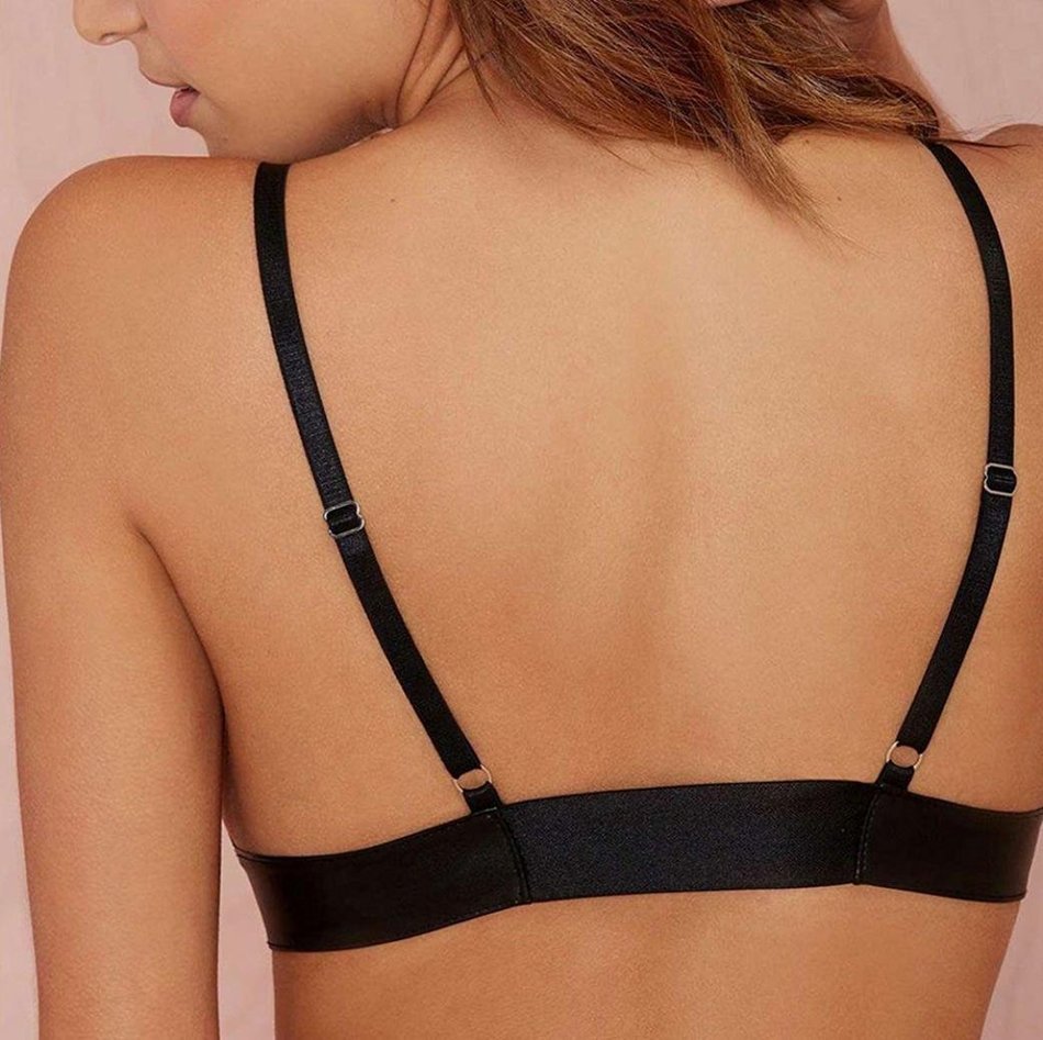 PHOTNO Women Hollow Bralette Bra Unpadded Mesh Lined Crop Top Bustier N2