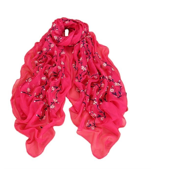 Banggood Women's Long Chiffon Scarf Wraps Printed Branches Leaves Scarf