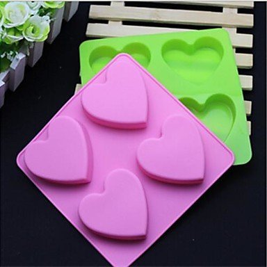 Y&XL&H 4 Hole Heart Shape Soap Cake Ice Jelly Chocolate Silicone Molds N2