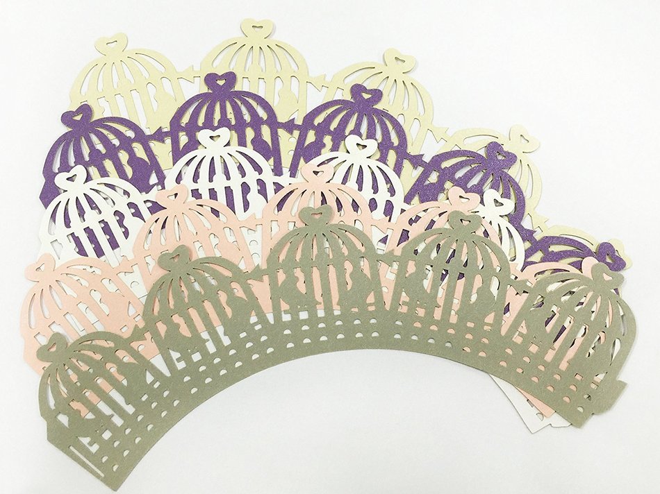 HUAL Cupcake Wrappers 50 Filigree Artistic Bake Cake Paper Cups Birdcage Lace Laser Cut Liner Baking Cup Muffin... N8