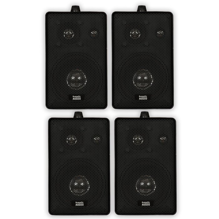 Acoustic Audio 251B Indoor Outdoor 3 Way Speakers 800 Watt Black 2 Pair Pack New 251B-2Pr