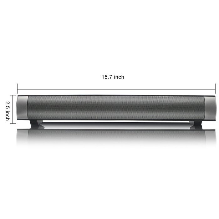Wireless Sound Bar Bluetooth Speaker, Support TF card, 15.7in (Silver) N15