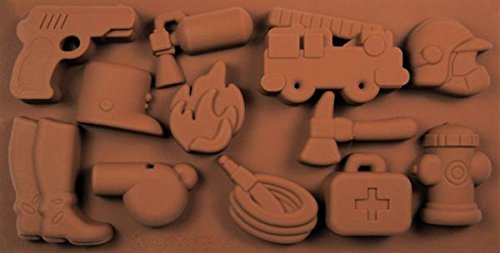 Police & Fire Things 12 Cavity Silicone Mold for Fondant, Gp, Chocolate, Crafts