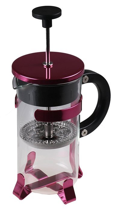 Gourmet Single Serve Raspberry Colored French Press Coffee Brewer N2