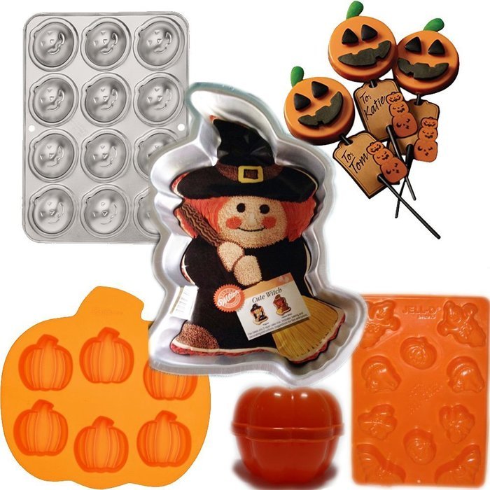 Wilton Brand Halloween Baking 7 Piece Bundle w/ Bonus Jack-O-Lantern Luminaries N2