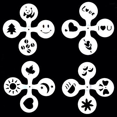 Sher (Pattern is random)16PCS/Set New Creative Plastic Garland Mold Thick Coffee Foam Template Cappuccino Barista N2