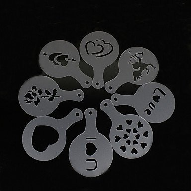 Sher (Pattern is random)16PCS/Set New Creative Plastic Garland Mold Thick Coffee Foam Template Cappuccino Barista N3