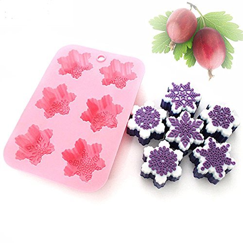 Anyana 6 Cavity Silicone Snowflake Soap Mold Snow Chocolate Soap Fondant Mould Baking Molds N6