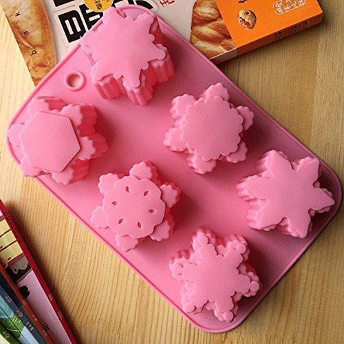 Anyana 6 Cavity Silicone Snowflake Soap Mold Snow Chocolate Soap Fondant Mould Baking Molds N7