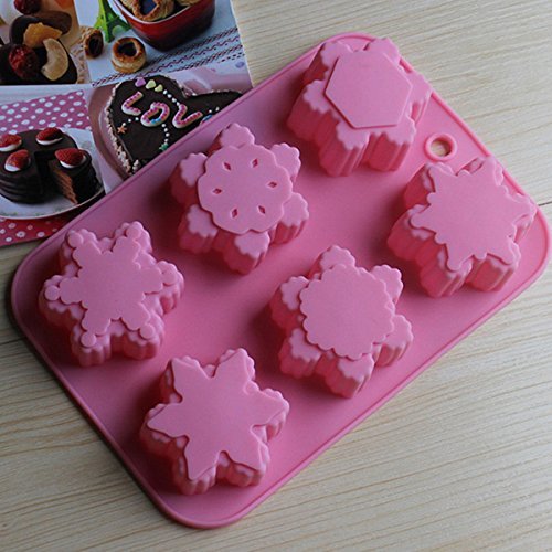 Anyana 6 Cavity Silicone Snowflake Soap Mold Snow Chocolate Soap Fondant Mould Baking Molds N8