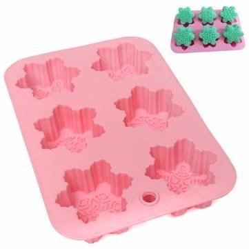 Anyana 6 Cavity Silicone Snowflake Soap Mold Snow Chocolate Soap Fondant Mould Baking Molds N9