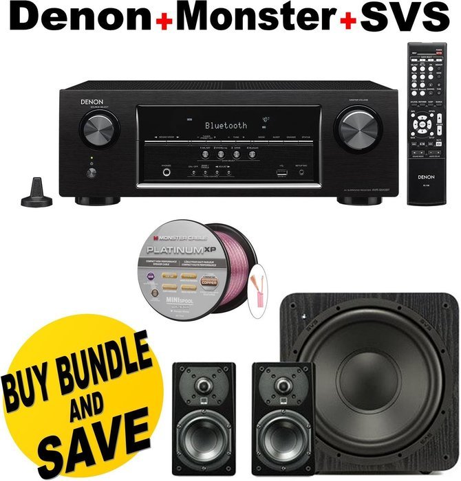 Denon AVR-S510BT 5.2 Channel Full 4K Ultra HD A/V Receiver With Bluetooth + SVS Prime Satellite 2.1 Premium Black...