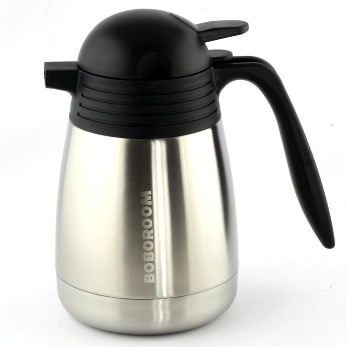 BOBOROOM 600ml Double Wall Vacuum Insulated 304 Stainless Steel Thermal Carafe / Coffee Pot, with Thumb Press...