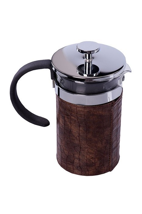 Gourmet 2.5 Cup Chrome French Press Coffee Brewer with Brown Heat-Sealing Sleeve N3