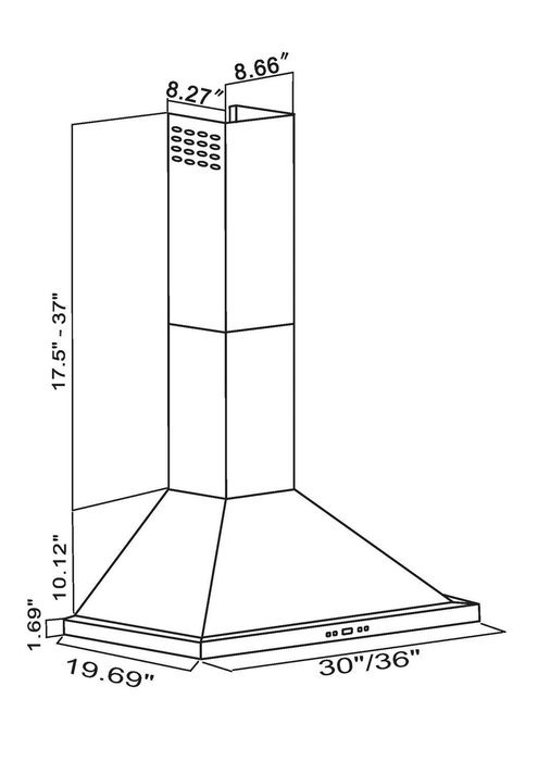 CAVALIERE 36" Wall Mounted Stainless Steel Kitchen Range Hood 900 CFM SV218B2-36 N5