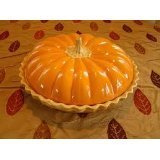 Deep Dish Ceramic Covered Pumpkin Pie Plate