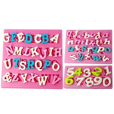 Sher FOUR-C Silicone Cupcake Molds Number Fondant Moulds,Fondant Decorating Tools Supplies Color Pink 3PCS/Set N2