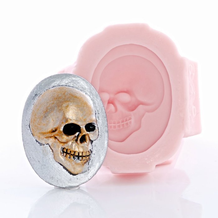 Gothic Skull Cameo Silicone Mold Food Safe Fondant, Chocolate, Candy, Resin, Polymer Clay, Jewelry, Craft Mold N8