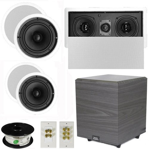 Theater Solutions 5.1 Home Theater 8" and 6.5" Speakers with Center 10" Powered Sub and More TS6C8CL51SET4