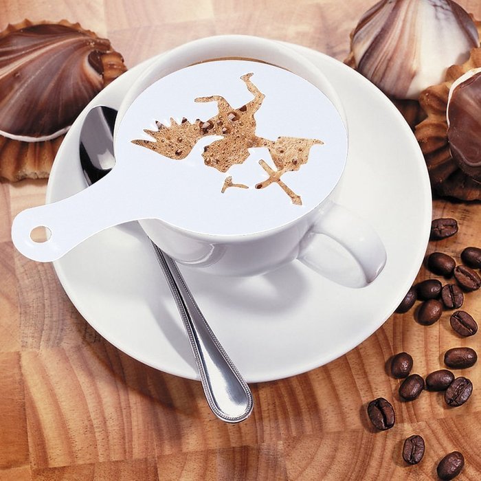 Christmas Designs PP Plastic Coffee Flowers Die Fancy Coffee Printing Template Model Milk Foam Spray Tool 8PCS... N8