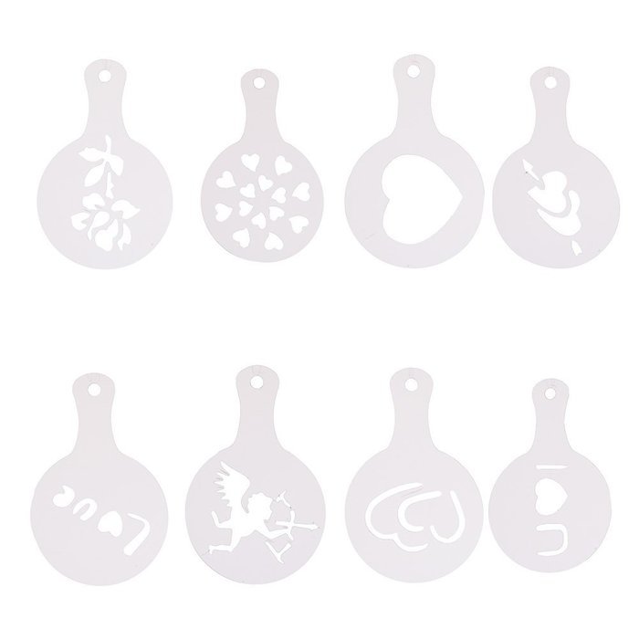 Christmas Designs PP Plastic Coffee Flowers Die Fancy Coffee Printing Template Model Milk Foam Spray Tool 8PCS... N9
