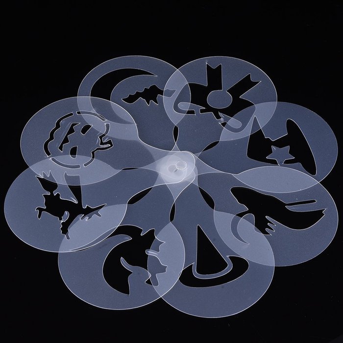 Christmas Designs PP Plastic Coffee Flowers Die Fancy Coffee Printing Template Model Milk Foam Spray Tool 8PCS... N12