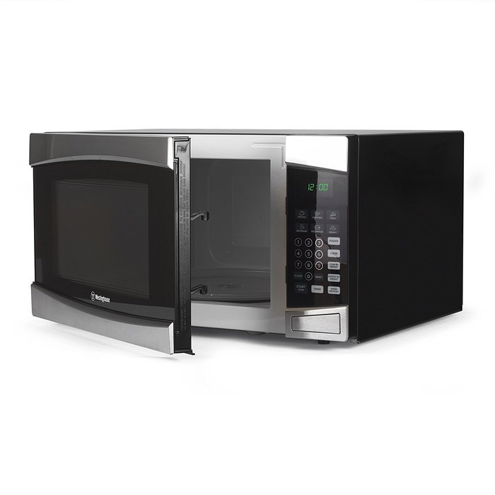 Westinghouse WCM22120SSM 1200 Watt Counter Top Microwave Oven, 2.2 Cubic Feet, Stainless Steel Front, Black Cabinet N11