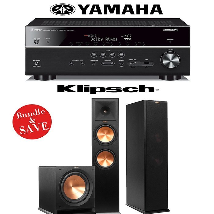 Yamaha RX-V681BL 7.2-Channel 4K Network A/V Receiver + Klipsch RP-280F + Klipsch R-112SW - 2.1 Reference Premiere...