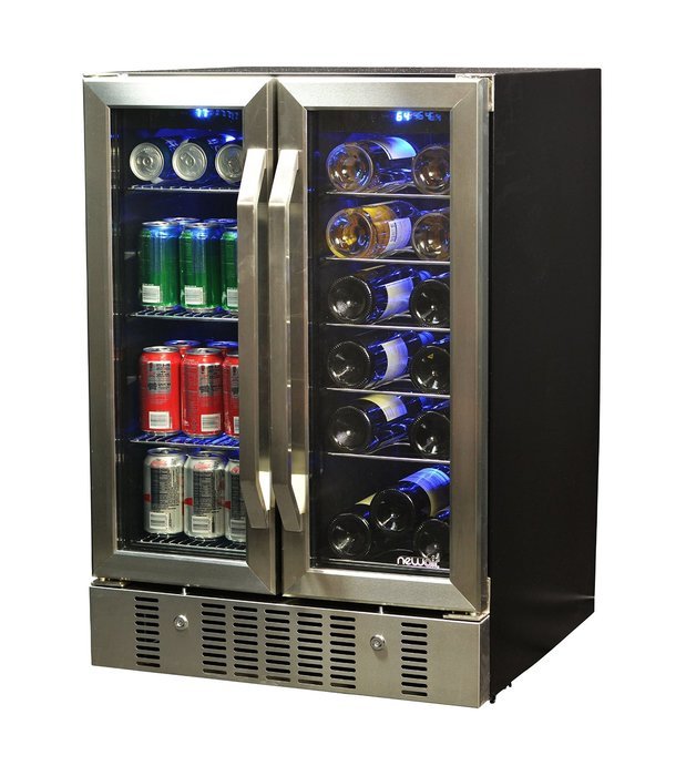 NewAir AWB-360DB 18 Bottle 60 Can Dual Zone Built-In WIne & Beverage Cooler, StaInless Steel/Black N6