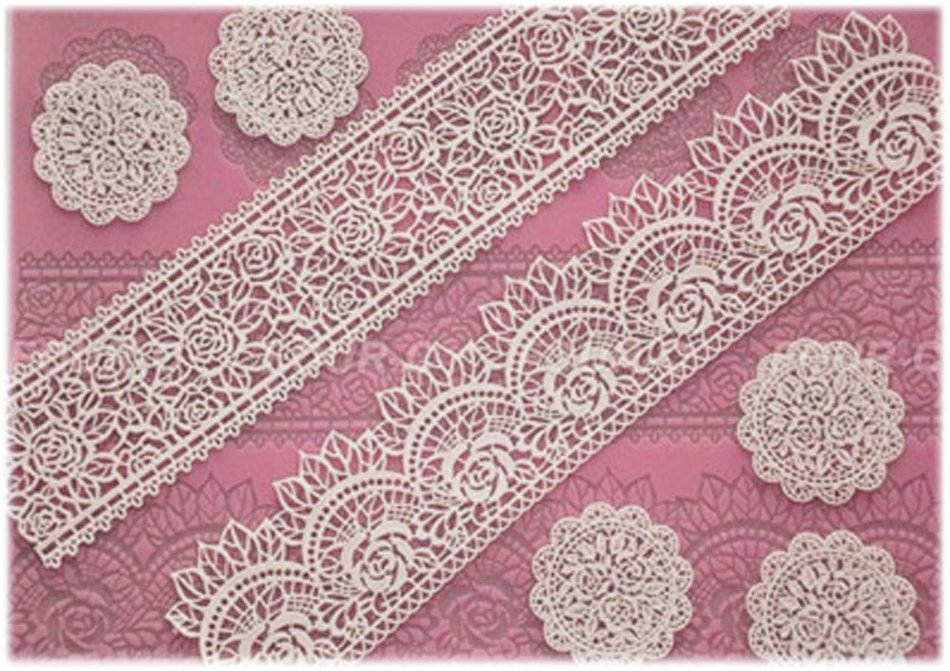 Lesirit Flower Pattern Silicone Fondant Cake Lace Embossed Cake Mold Mat (A) N2