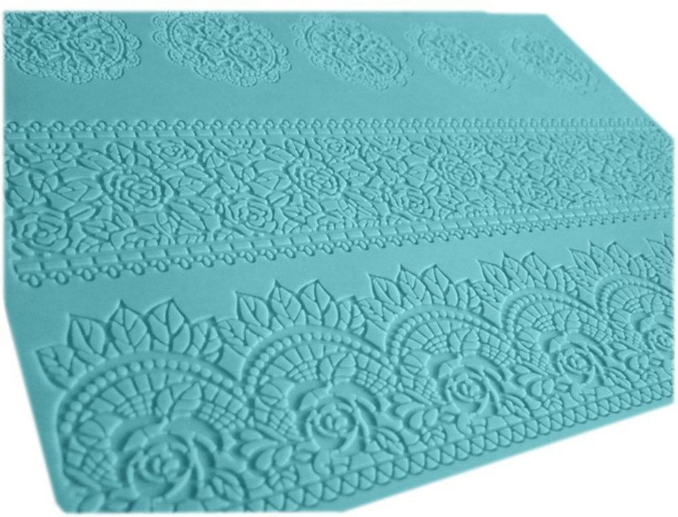 Lesirit Flower Pattern Silicone Fondant Cake Lace Embossed Cake Mold Mat (A) N3