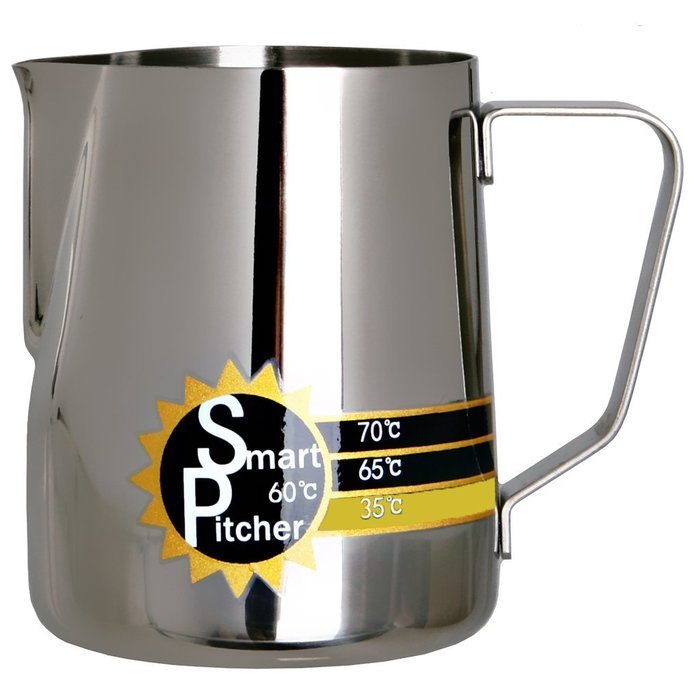 SMART PITCHER Espresso Coffee Milk Frothing Pitcher With Built-In Thermometer, Stainless Steel (20 oz) N6