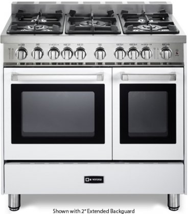 Verona VEFSGG365NDW 36" Pro-Style Gas Range with 5 Sealed Burners 2 Turbo-Electric Convection Ovens Manual Clean...