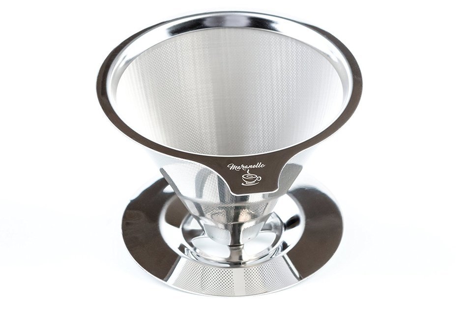 Maranello Caff&eacute; - Stainless Steel Pour Over Paperless Coffee Maker - Mesh Bottomed Cone Dripper and Cup Stand... N7