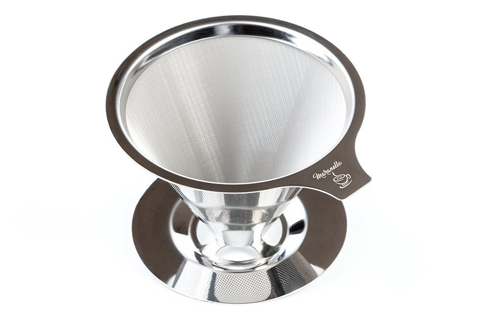 Maranello Caff&eacute; - Stainless Steel Pour Over Paperless Coffee Maker - Mesh Bottomed Cone Dripper and Cup Stand... N8