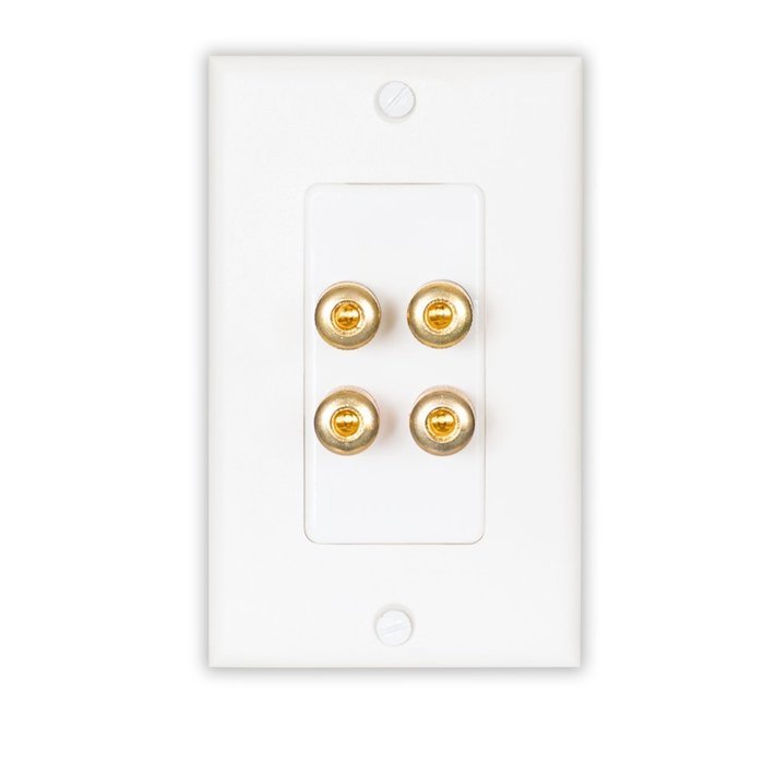 Theater Solutions WP2 2 Speaker 4 Binding Post Banana Jack White Wall Face Plate Surround Sound N4