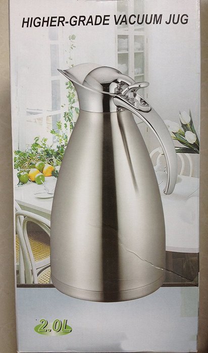Premium 2L Vacuum Insulated Carafe/Coffee Carafe by Ksendalo, With Press Button Top, Double Wall/18/8 Austenitic... N4