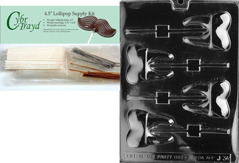 Cybrtrayd J034 Tooth Lolly Chocolate Candy Mold with Exclusive Cybrtrayd Copyrighted Chocolate Molding Instructions N6