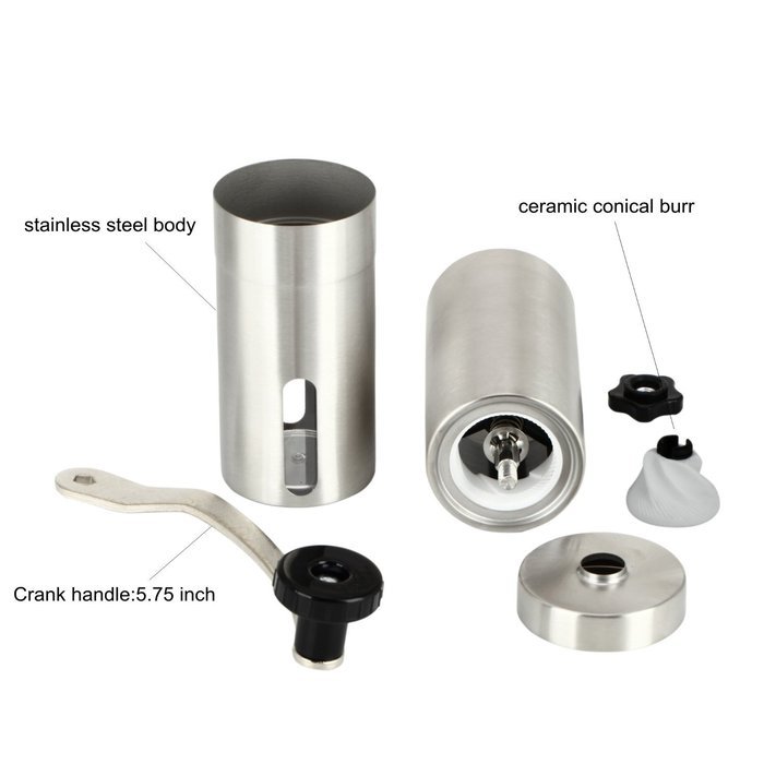 Awkli Manual Coffee Grinder Portable Adjustable Stainless Steel Hand Crank Burr Mill for Coffee Bean, Spices,Pepper... N5
