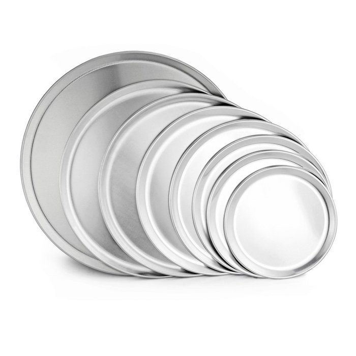 New Star 51001 Aluminum Coupe Style Pizza Tray Pizza Pan, 8-Inch, Set of 6 N2