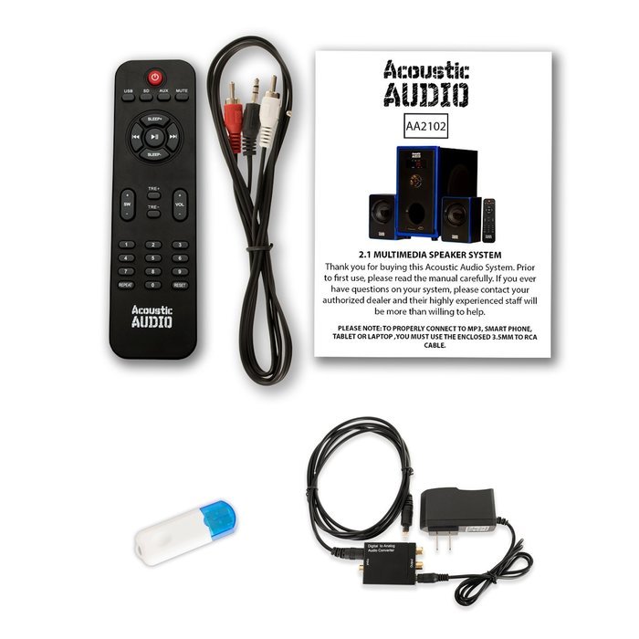 Acoustic Audio AA2102 Home 2.1 Speaker System with USB Bluetooth and Optical Input for Multimedia N2