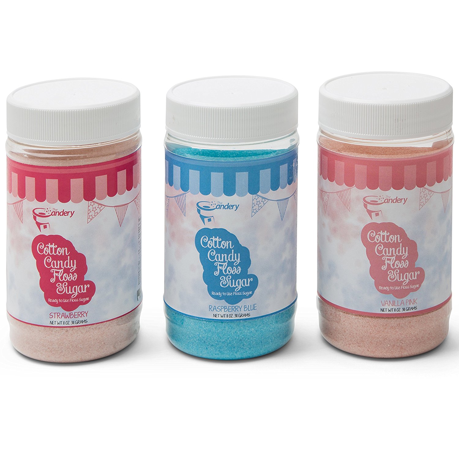 The Candery Cotton Candy Floss Sugar Kit –Raspberry Blue, Vanilla Pink ...