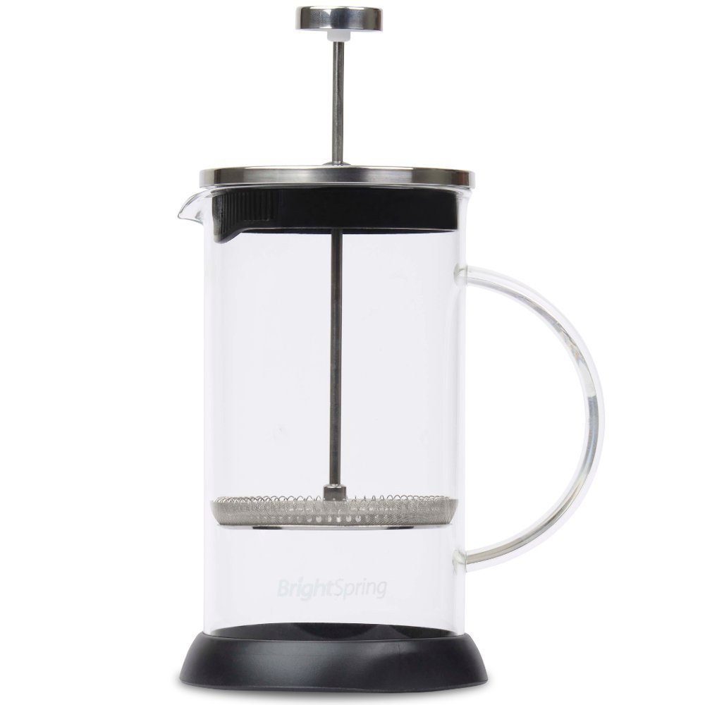 BrightSpring French Press Coffee & Tea Maker 34Ounce/8 Cup Heat Resistant Glass Filter Jug N5