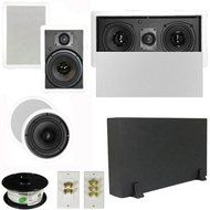 Theater Solutions 5.1 Home Theater 6.5" Speakers Set, Center, 8" Powered Sub and More TS65CWL51SET1