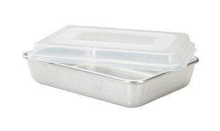 Nordic Ware Natural Aluminum Commercial Square Cake Pan with Lid, Exterior 9.88 x 9.88 Inches N4
