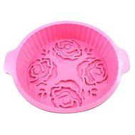 Round Cake Pan Silicone Non-Stick Rose Flower Muffin Baking Cake Pan Tray Mold Bakeware 9inch X 1.9inch 1 Pcs N5