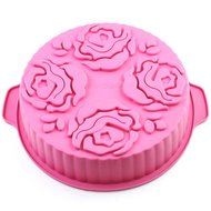 Round Cake Pan Silicone Non-Stick Rose Flower Muffin Baking Cake Pan Tray Mold Bakeware 9inch X 1.9inch 1 Pcs N6
