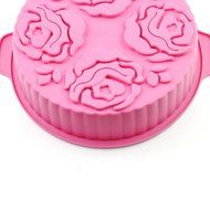 Round Cake Pan Silicone Non-Stick Rose Flower Muffin Baking Cake Pan Tray Mold Bakeware 9inch X 1.9inch 1 Pcs N7
