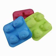 Sher 4 Hole Bear Chick Shape Cake Ice Jelly Chocolate Molds,Silicone 18&iexcl;&Aacute;18&iexcl;&Aacute;3.5 CM(7.09&iexcl;&Aacute;7.09&iexcl;&Aacute;1.4 INCH) Random...